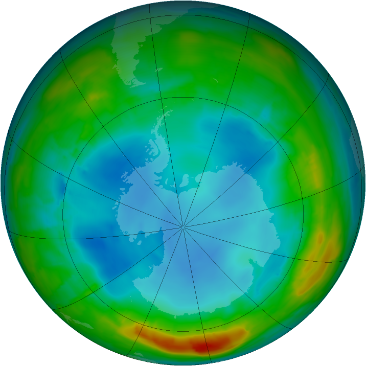 Antarctic ozone map for 30 July 2014